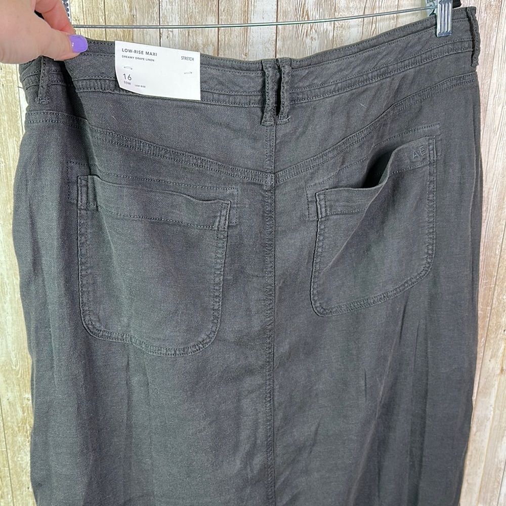AE Dreamy Drape Linen-Blend Low-Rise Maxi Skirt NWT size 16 - Picture 10 of 11